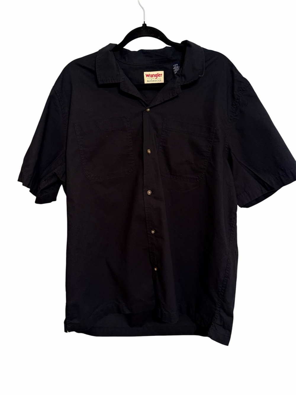 Wrangler Black Short Sleeve Casual Button-Down Shirt